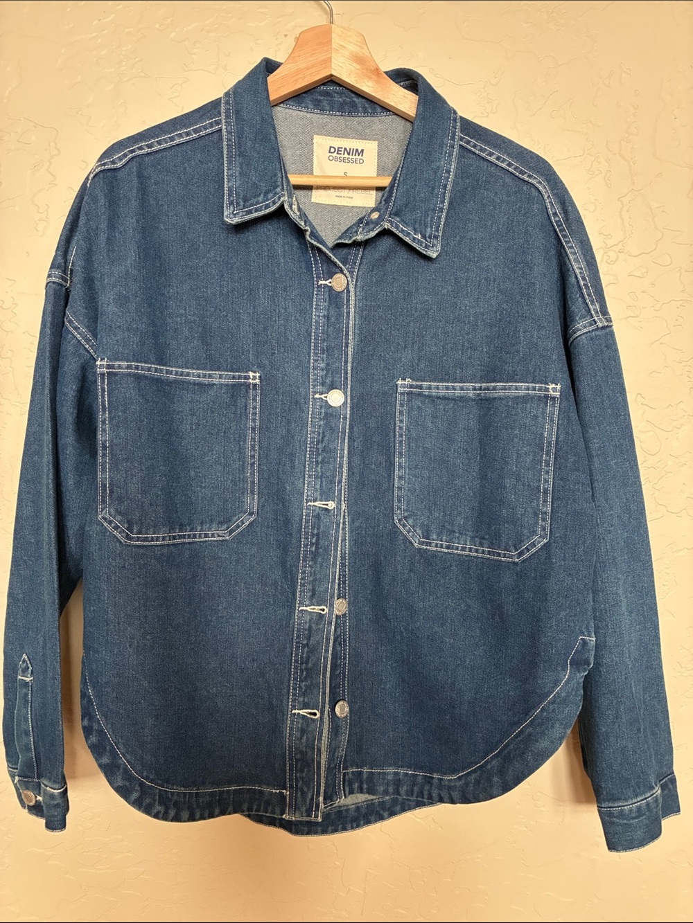 Denim Obsession Oversized Blue Denim Jacket Sz Small NWOT